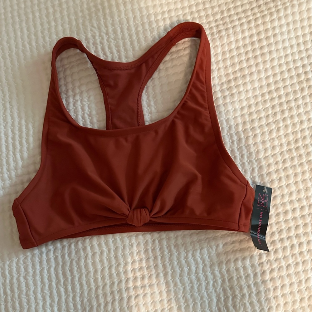 NWT no boundaries racer back bikini top with knot on the front women size medium